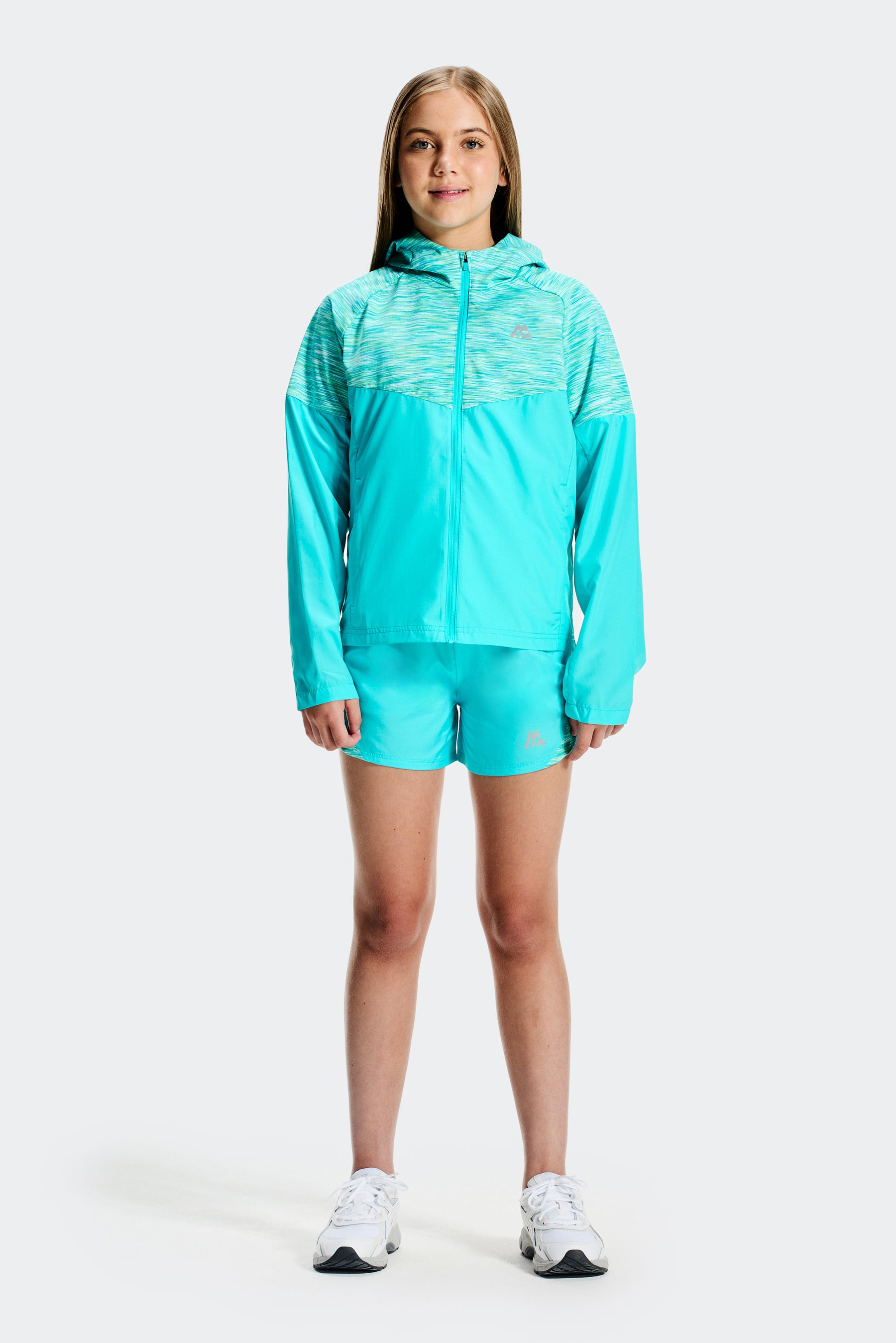 Girls Trail Windbreaker - Aqua Blue Multi