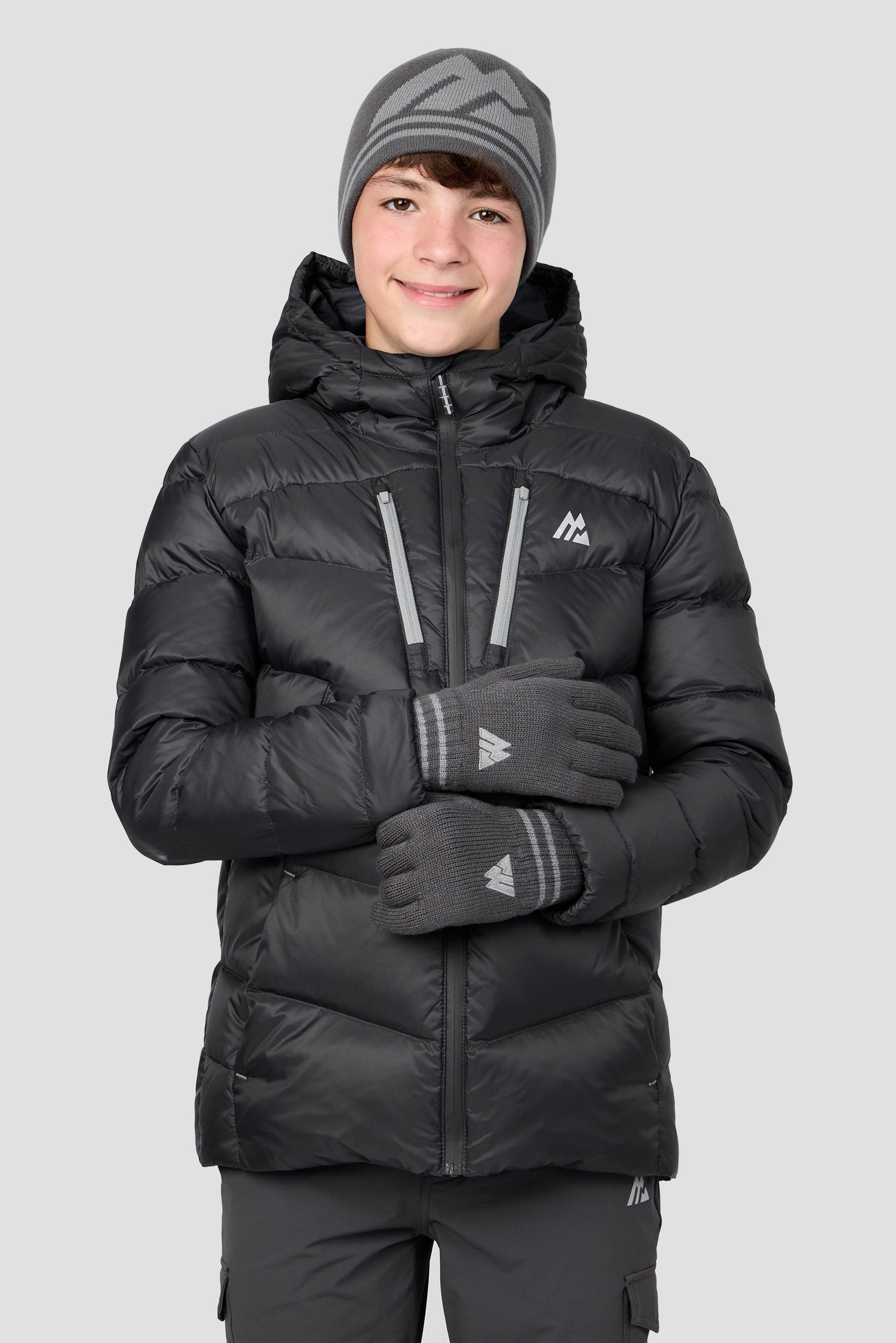 Junior Ibex Beanie/Gloves Set - Cement Grey/Platinum Grey